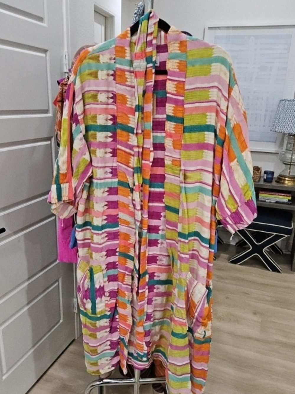 Striped Multicolor Cotton Robe - Women Intimates & Sleepwear